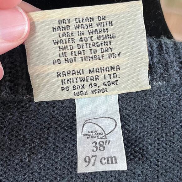 Rapaki Mahana Vintage Grey Wool Cardigan Sweater Hand Knitted Size M-L - Picture 10 of 10